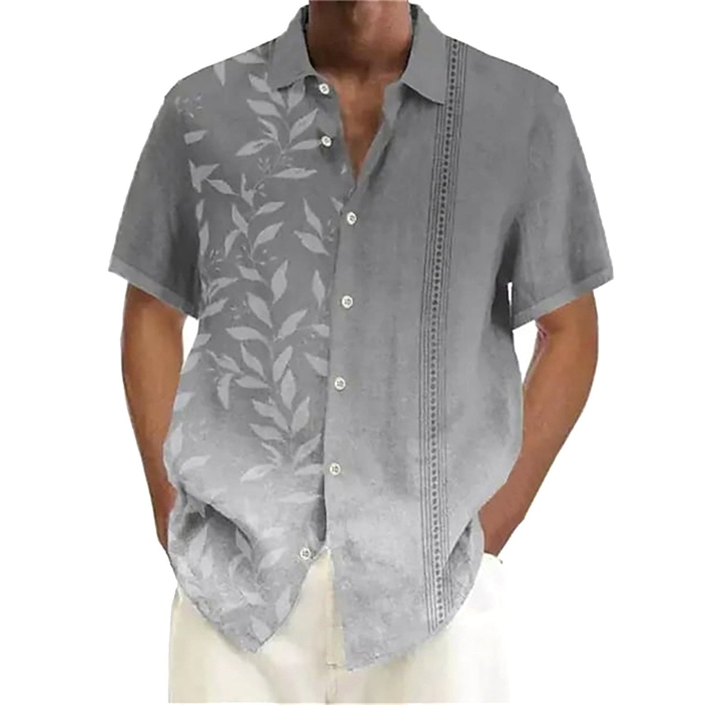 Summer New Plus Size Men's Fashion Digital Printing Short Sleeve Shirt