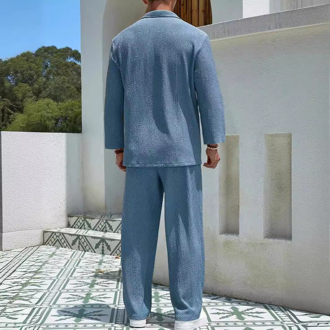 New Casual Shirt Trousers Men's Commuter Suit