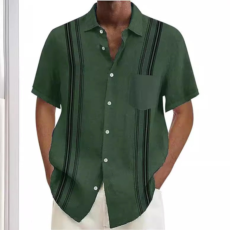 Summer New Plus Size Men's Fashion Digital Printing Short Sleeve Shirt